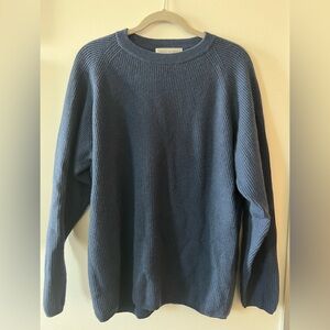 NEW Men's Blue Cashmere Sweater ribbed knit
